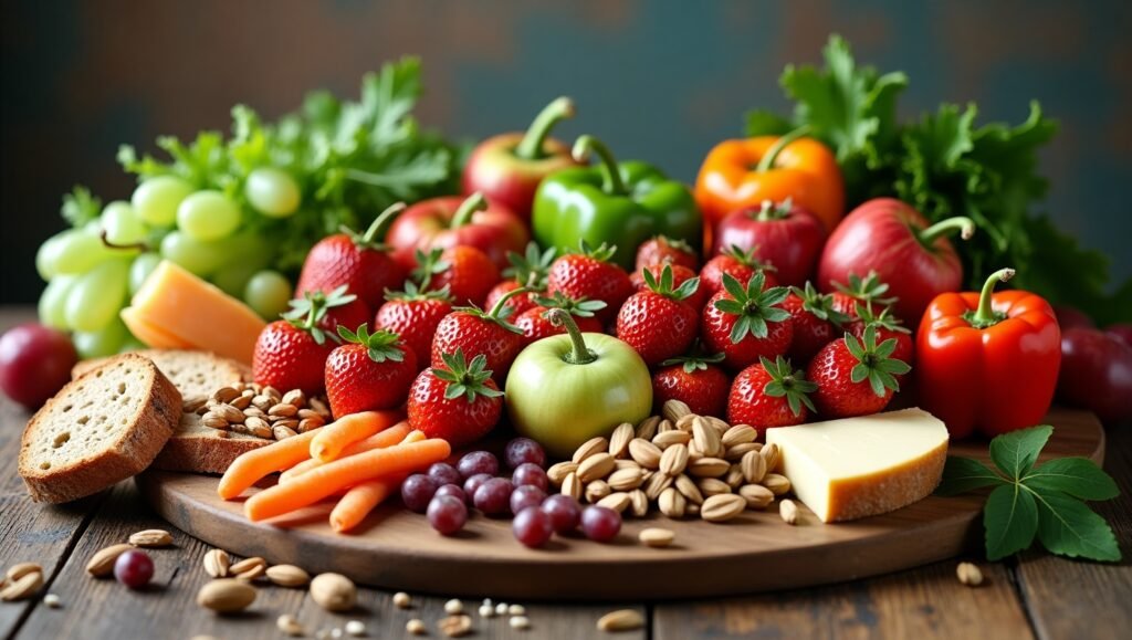Alimentação natural: uma explosão de cores, sabores e nutrientes em uma só bandeja.atrair saúde com a energia positiva