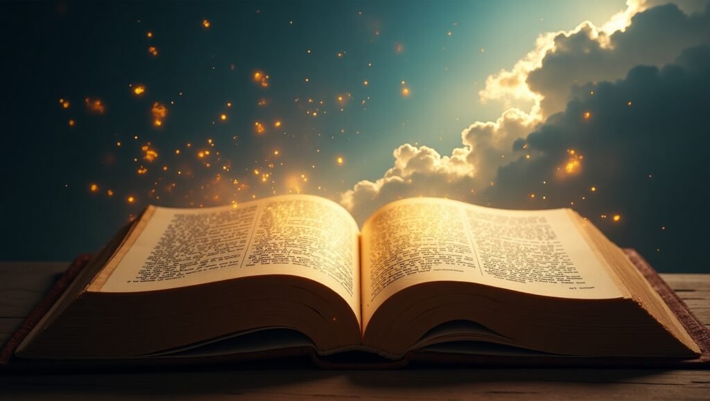 Pessoa contemplando o pôr do sol em um campo florido diante de uma grande árvore solitária, simbolizando conexão com a natureza, paz interior e espiritualidade ao entardecer.